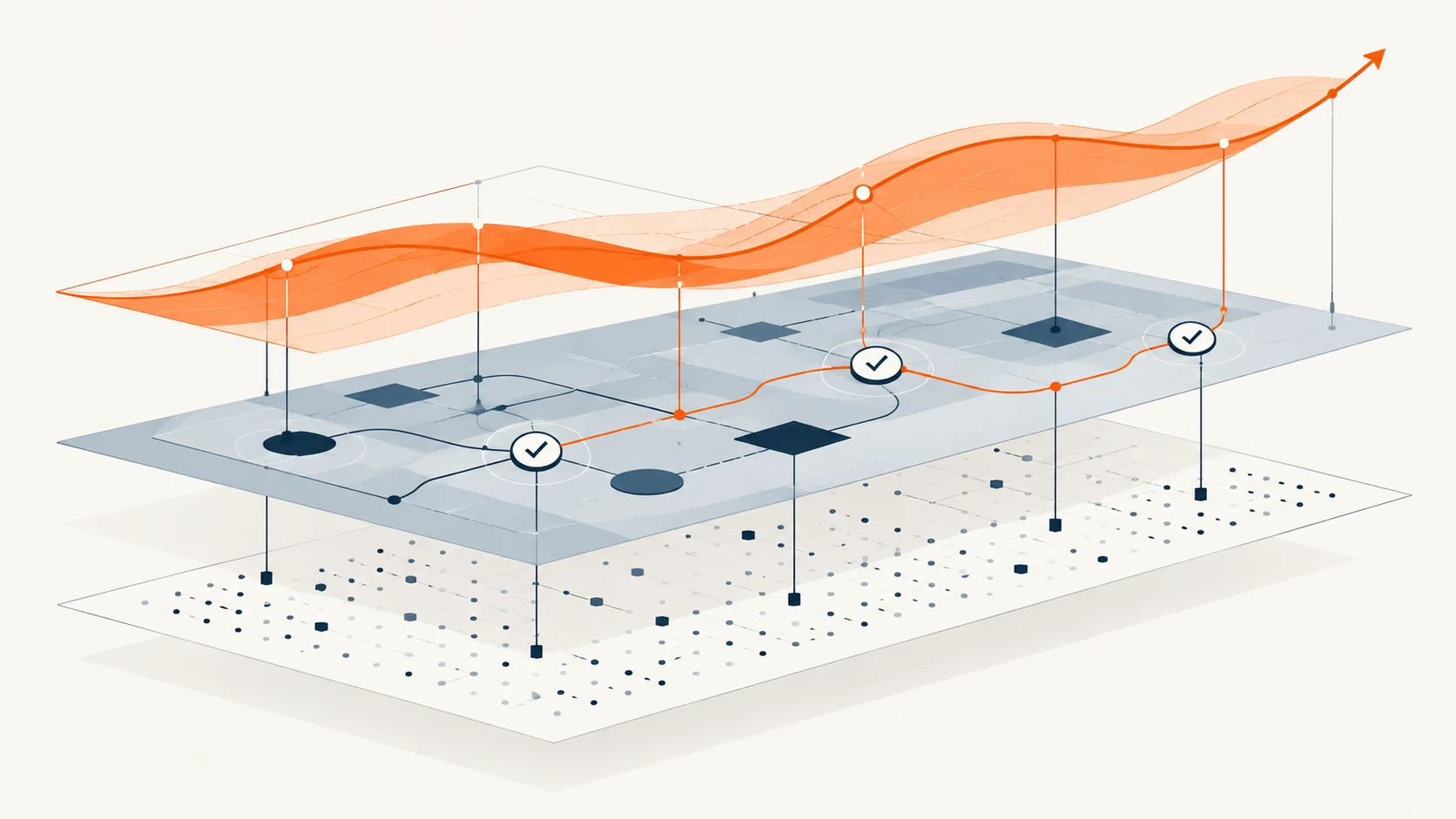 Illustration of a custom data system with connected layers