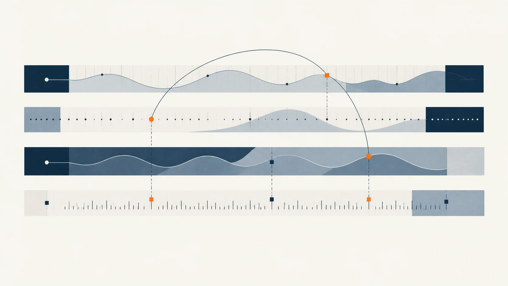 Illustration of research records aligned across time